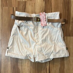 Women's Cream Shorts with Belt